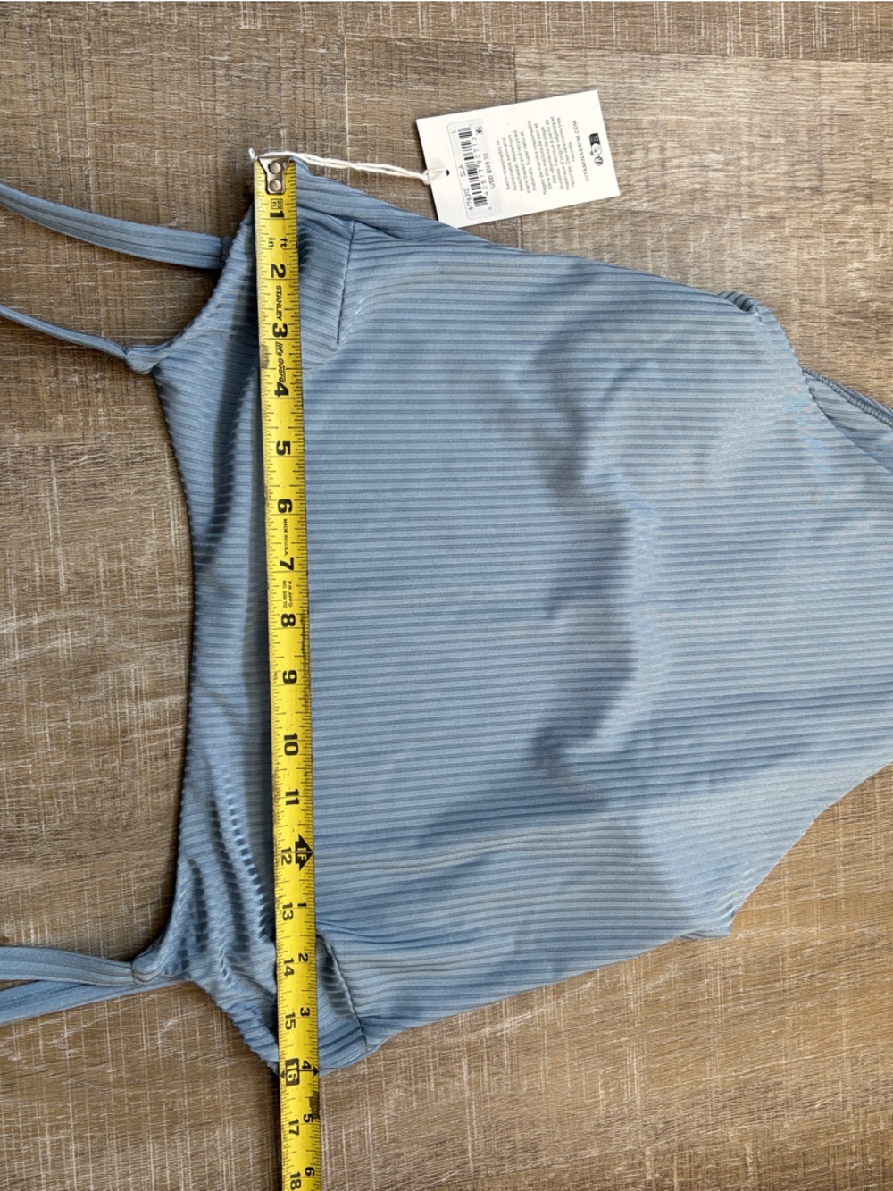NWT Vitamin A Leah One Piece Swim Suit Size Large Light Blue Rib Ribbed Swimwear - Picture 12 of 16